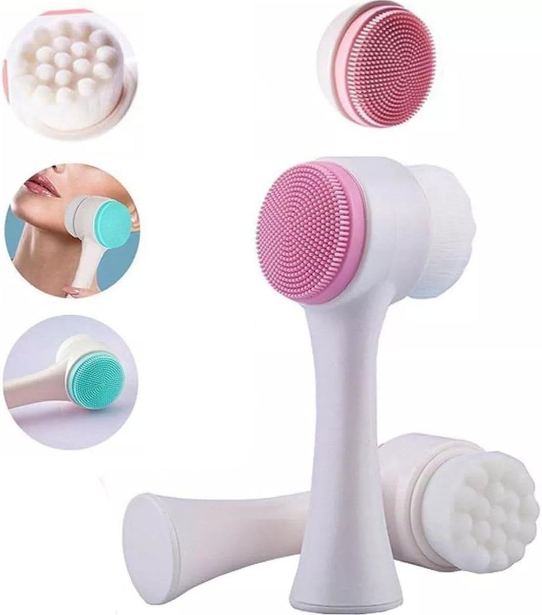 Escova de Limpeza Facial 2 em 1 Dupla Face | 1 Face com Cerdas de Silicone para
