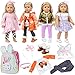 Ecore Fun 4 Sets 18 Inch Doll Clothes and Shoe and Cute Bag for Kids Casual Wear Oufits for American 18 Inch Girl Doll Clothes with Hair Band Birthday Gift for Kids