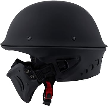 Milwaukee Helmets MPH9830DOT Rascal 3/4 Open Face Flat Black 2 in 1 Motorcycle Helmet Biker