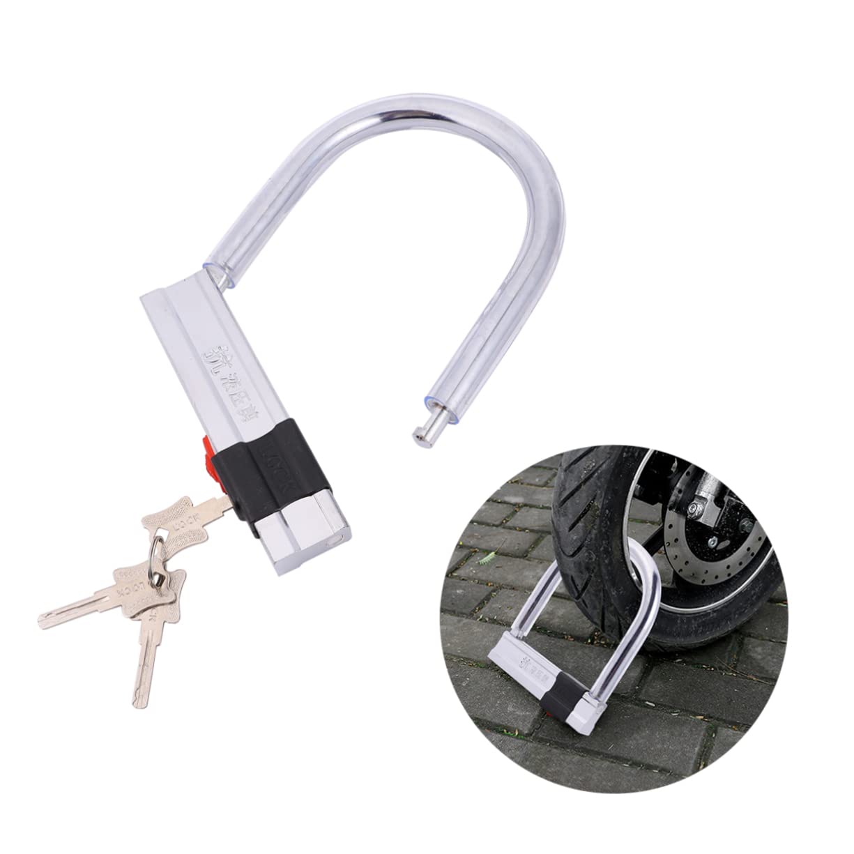 YARNOW 1pezzi Lucchetto Catena Antifurto Robusto Per Biciclette Moto Scooter Lucchetto u Grilletto Per Sicurezza All Aperto Accessori Mountain Bike
