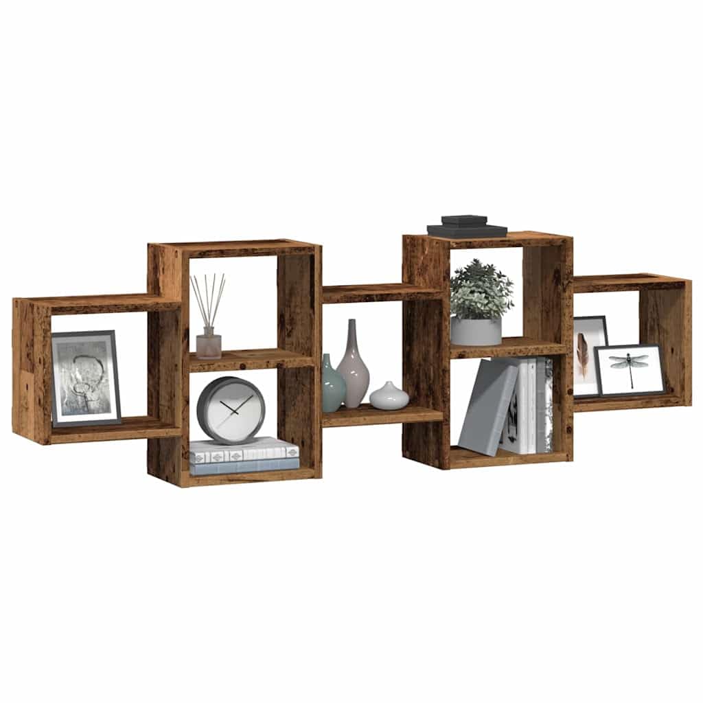 Wandregal Altholz-Optik 129x18x42 cm aus Holzwerkstoff mit schwebendem Design und hoher Tragkraft für Wohnzimmer Küche und Badezimmer
