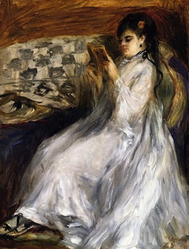 Tableaux Graffiti Art Mural chic pour sublimer votre salon avec la Femme en blanc lisant Renoir