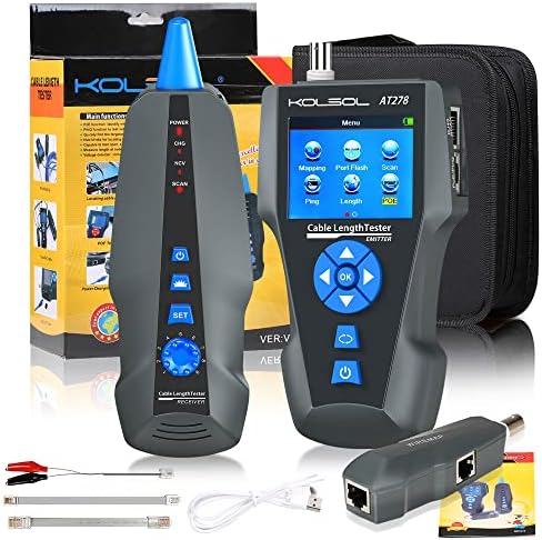 Network Cable Tester, Network Tester with TDR, Network Toner Tester with AC Filter, AT278 Multi-Functional Wire Tracker for RJ45, RJ11, BNC, Metal Cable, PING/POE