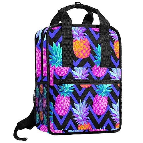 Sac à dos pour garçons à motif ananas - Cartable filles réglable et multicolore
