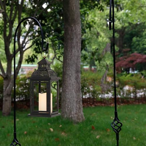Image of NEEDOMO Lanterns Decorative Indoor & Outdoor, 15'' Lantern with LED Candle, Vintage Metal Hanging Lanterns for Patio, Front Porch,Yard, Table, Spring (NO Glass)