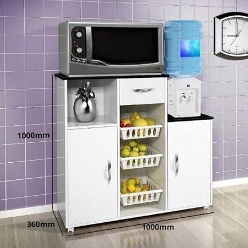 Fruteira Multiuso 2 Portas 1 Gaveta Croácia Top Line CHF Flex Color Branco/Branco/Preto