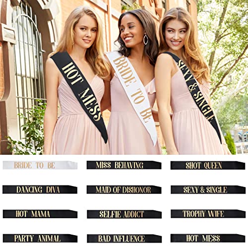 Snsowed 12 Pack- Bachelorette Party Bride To Be Sash- Unique Bride Bridesmaid Sashes For Bachelorette Party thumb #5