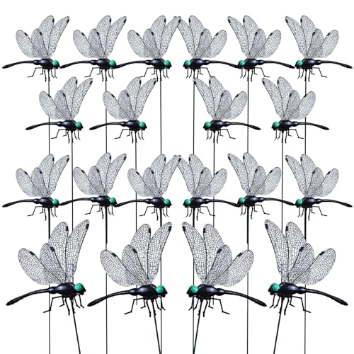20 Pieces Black Dragonfly Decorative Stakes, Lifelike 3D Big Dragonflies PVC Dragon Fly Garden Stake Decorative Dragonflies for Indoor Outdoor Yard Balcony Plant Flower Pot Decor by LOTADILO - Image 7
