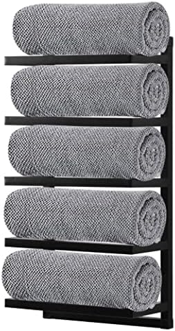 House of Home Wall Mounted Black Towel Rack Storage Holder Stylis...