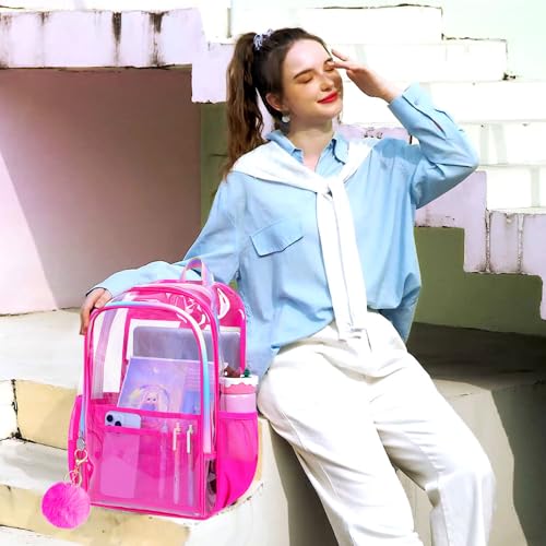 Image of AGSDON Clear Backpack, Heavy Duty Transparent Bookbag, See Through PVC Backpacks for Women Men