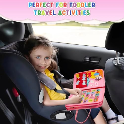 Image of Busy Binder & Busy Book for Toddlers Toys - Montessori ABCD Toys Travel Essentials Made of Soft Felted Wool for 1-4 Year Old Girls Educational Games - Preschool Learning (Pink Play Book)