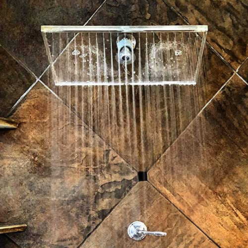 PREMIUM Large Shower Head by Clear Shower XL - Clear Model, FIRM PRESSURE Square 18 inch (45cm) Adjustable Shower Head, LUXURY Waterfall Full Body Coverage, Easy to Install