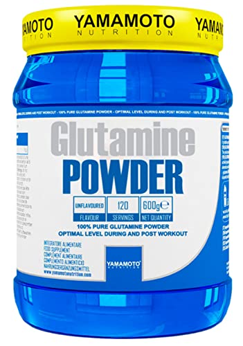 Yàmamoto GlutaminePowder 600 grammi - glutammina gusto naturale - Aumento prestazioni fisiche - Senza Glutine, Senza Lattosio