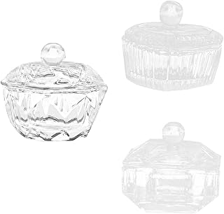 FOMIYES 3 Pçs Claro Arte Do Prego Acrílico Líquido Pó Dappen Prato Tigela Copo De Cristal Vidro Tampa Para Arte Do Prego Ferramentas De Cuidado De Manicure (Estilo 1)