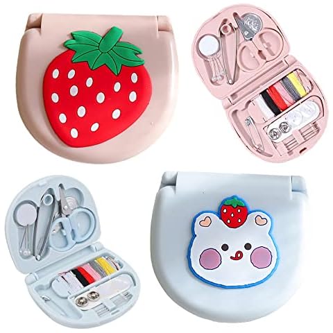 2 Sets Folding Portable Sewing Set Travel Sewing Kit Mini Sewing Kit DIY Sewing Supplies with Sewing Accessories for Home, Travel, Beginners and Emergency Clothing Fixes Repair Tool Set Cover