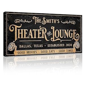 Tailored canvases theater sign custom movie theater decor unique home theater wall art personalized cinema room canvas stylish theater room decor ready to hang art  urban country home decor