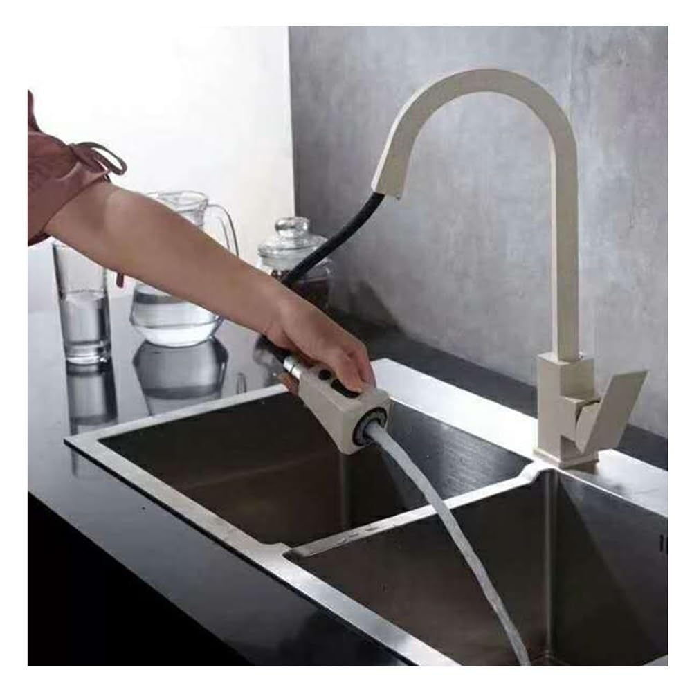 Blyqxs Beige Color With Dot Smart Touch Kitchen Faucet Pull Out 360 Rotate Mixer Faucet For Kitchen Hot And Cold Deck Mounted Crane For Sinks Nar-2(Beige Color With Dot)