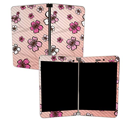 Image of MIGHTY SKINS MightySkins Carbon Fiber Skin for Microsoft Surface Duo - Cherry Blossom | Protective, Durable Textured Carbon Fiber Finish | Easy to Apply | Made in The USA