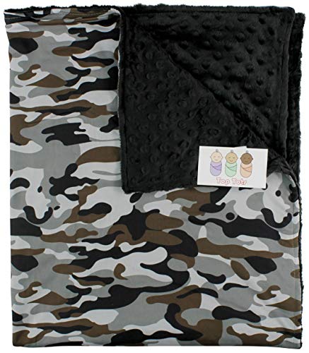 Image of Top Tots Baby Blanket - Minky, Gray, Brown and Black Camouflage