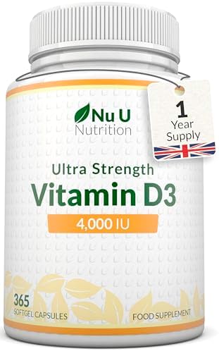 Nu U Nutrition - Vitamin D 4000IU - 365 Softgel Capsules not Tabl...