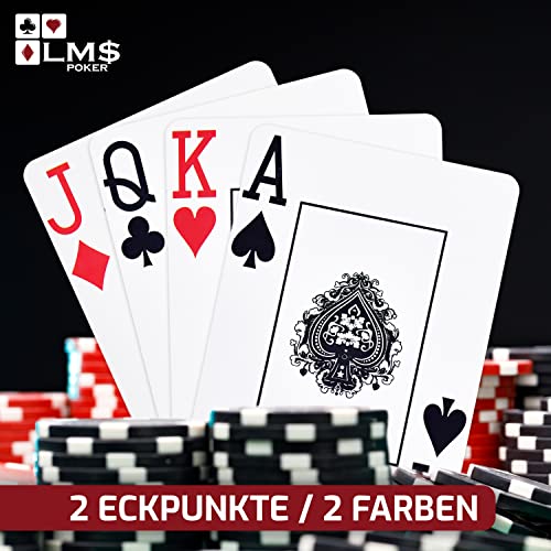Pokerkarten Plastik Profi mit Cut Card - [2 x] hochwertige Pokerkarten 54 Blatt - wasserfeste und stabile Spielkarten im Doppelpack… – Ansicht 3