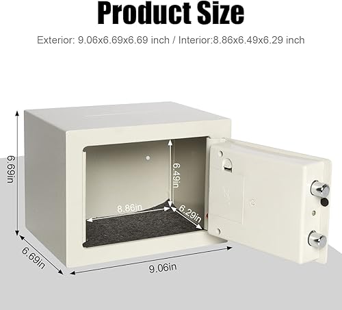 Miniatura 2 de Caja fuerte digital de seguridad para oficina en casa, 0.17 cúbicos teclado seguro, protege dinero, joyas, pasaportes (blanco)