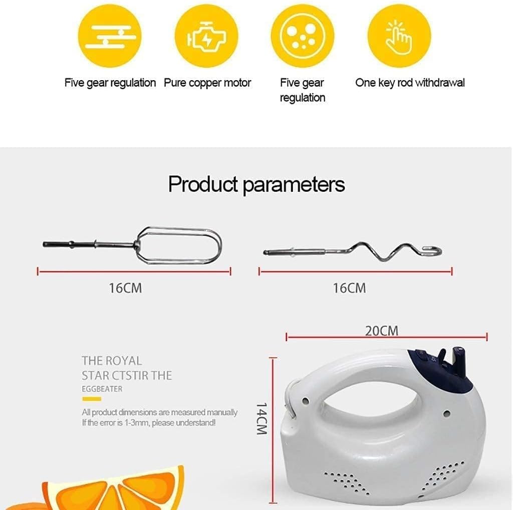 Hand Mixer 5-Speed Plus Turbo Hand Mixer Electric With Stainless Steel Attachments Portable Hand Blenders Electric 250W