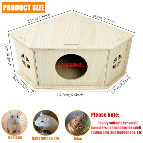 YankMooM Wooden Hamster House,Washable Hamster Hideaway Corner House Hideout for Small Pet - Image 2