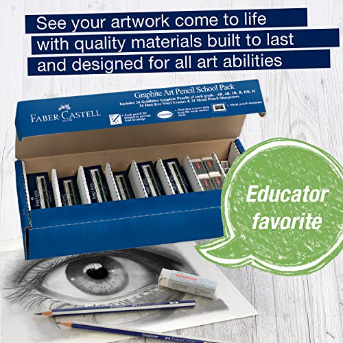 Faber-Castell Creative Studio Graphite Art Pencil School Pack - 144 Graphite Pencils - 24 Pencil Sharpeners - 24 Pencil Eraser #TOP5