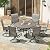 VICLLAX Patio 7 Pieces Outdoor Dining Set,Wrought Iron Metal Outdoor Table and Chairs Set,47.2" Round Table with Umbrella Hole and 6 Swivel Textilene Chairs for Lawn,Garden,Porch,Grey