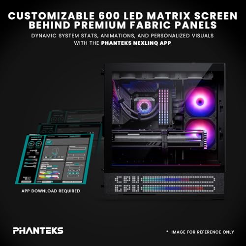 Image of Phanteks XT View Matrix Mid-Tower ATX Gaming PC Case, 600-LED Matrix Display, Tempered Glass Front & Side Panels, USB-C 3.2 Gen2, 3X D-RGB Fans Included, Rear-Connector Ready (Charcoal Black)