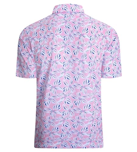 Alex Vando Mens Hawaiian Golf Shirt Moisture Wicking Digital Print Golf Shirts for Men