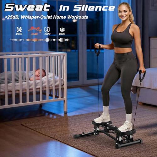 Image of Ski Balancing Machine with Resistance Bands, Slide Steppers Full Body Cardio Workout Equipment, Twister Balance Board Equipped with LCD Monitor, 330LBS Capacity