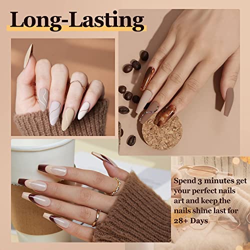Image of DUDUSTRONG Bolt Bee Gel Glossy Finish Nail Polish Kit Brown Gel Nail Polish Set, 6 Colors Nude Gel Polish Winter Grey Neutral For Women Girls (B2 Coffee Time (069+02+05+136+1+59)), 90 Ml