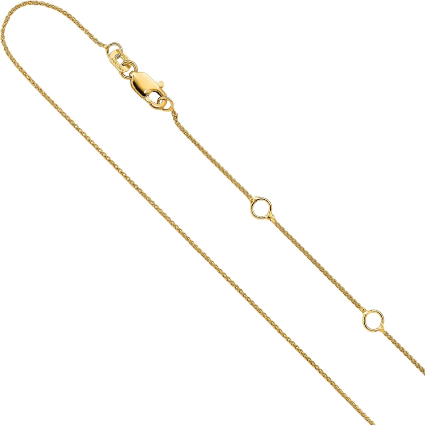 IceCarats 14K Solid Yellow Gold 0.8mm Dainty Spiga Wheat Chain Necklace 18 Plus 2 inch Polished For Her
