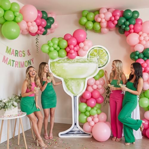 Image of Colingmill 4ft Margs and Matrimony Bachelorette Party Decorations Martini Cardboard Cutout Stand up Bachelorette Photo Booth Props Backdrop Sign for Wedding Bridal Shower Mexican Fiesta Prom Supplies