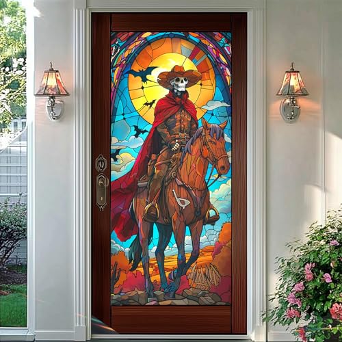 Vinilo decorativo para ventana Halloween con esqueleto vaquero 39.3x17.7 in miniatura 6