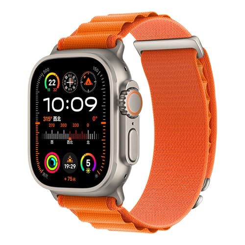 Alpine Nylon Sport Bands Compatible with Apple Watch Ultra Band 49mm 46mm 45mm 44mm 42mm Men Women Stretch Loop Strap with D-Hook for iWatch Series 10 Ultra SE 9 8 7 6 5 4 3 2 1 (Orange 49mm/46mm/45mm/44mm/42mm(Series 3))