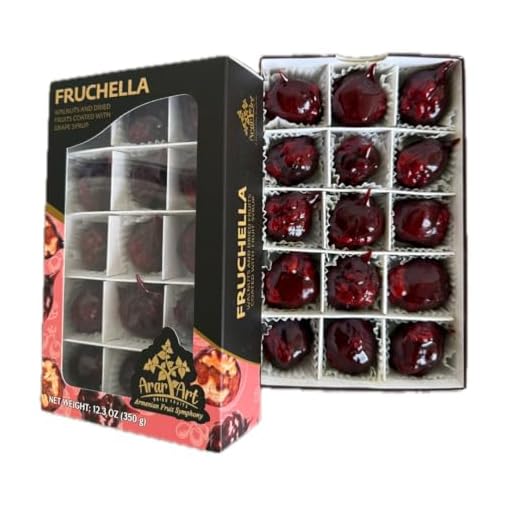 FRUCHELLA (12.3oz) – Premium Armenian Gourmet Delights | Mixed Dried Fruits & Walnuts Coated in Pomegranate Syrup | Handcrafted, Healthy & Delicious Snack | Elegant Gift Box