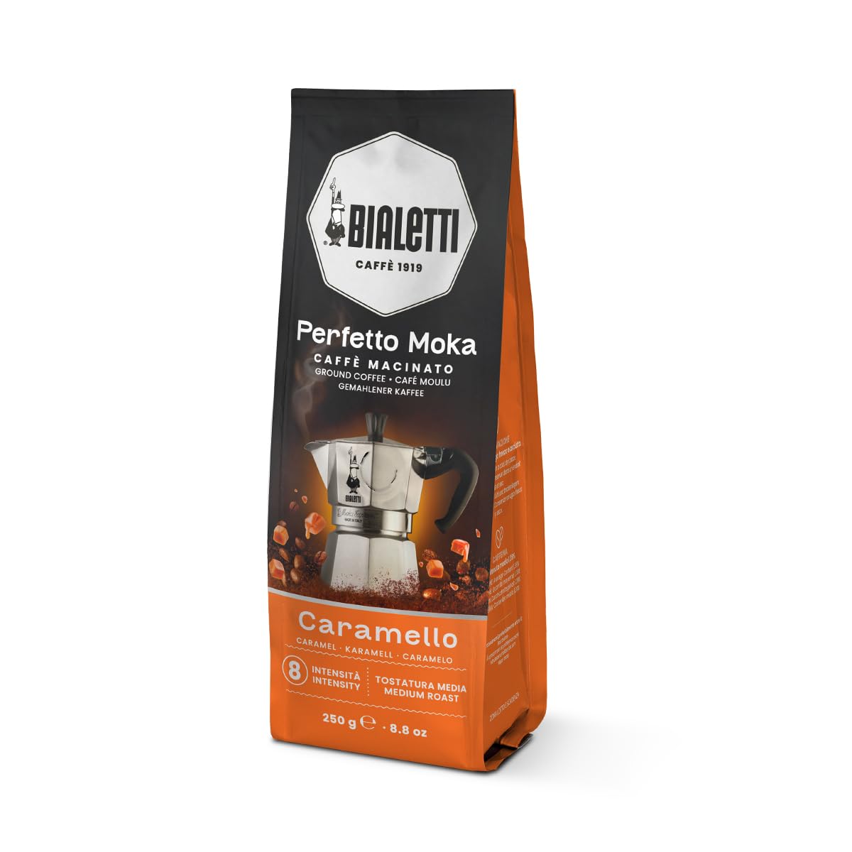 Bialetti Perfetto Moka gemahlener Kaffee, Karamellgeschmack – 1 x 250 gr