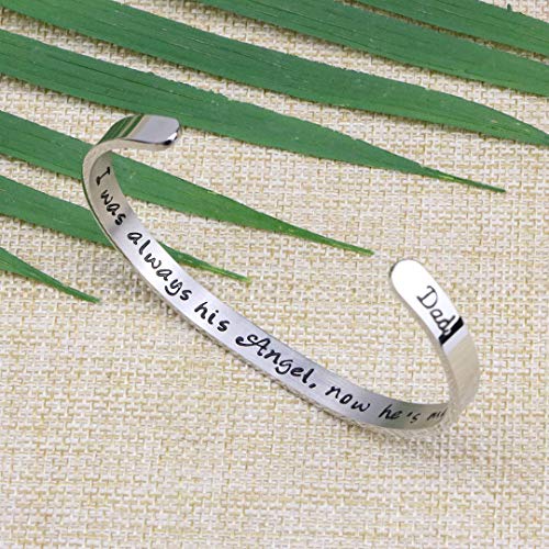 Joycuff Loss Of A Dad Sympathy Jewelry Memorial Gift For Daughter Remembrance Bracelet I Was Always His Angel Now He Is Mine #TOP2