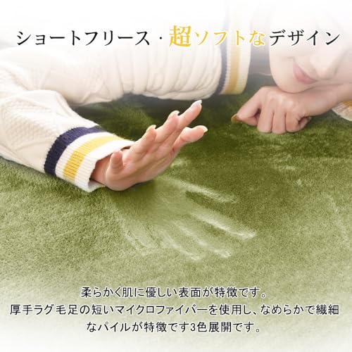カーペット 3畳 低反発 厚手15mm 洗える ラグ 滑り止め付 床暖房対応 抗菌 防ダニ 防臭 ラグマット 撥水加工 絨毯 ホットカーペットカバー 厚い じゅうたん 190x240cm グリーン 楽暮屋 [2]