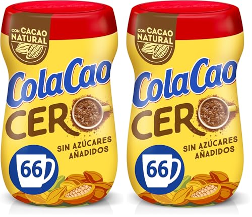 ColaCao, Original, Cacao Soluble Natural con 0% Azúcares Añadidos y sin Aditivos - 500g (Paquete de 2)