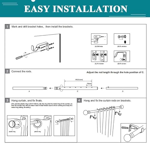 Orger 2 Pack 1 Inch Diamond Curtain Rod Telescoping For Windows From 30" To 40" Black Curtain Rods Adjustable Decorative Single Curtain Rod Set With Modern Diamond Design #TOP5