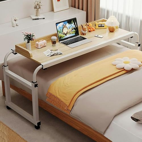 Table de lit avec 4 roulettes réglable 115-210 cm bois - 2