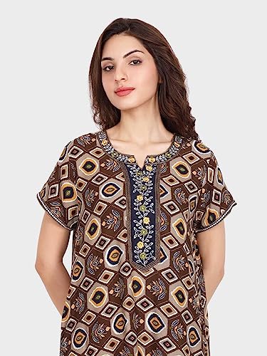 Image of Evolove Women's Viscose Liva Long Maxi Night Gown Nighty Dress with Pocket, Super Soft Comfortable (LNG-Rayon)