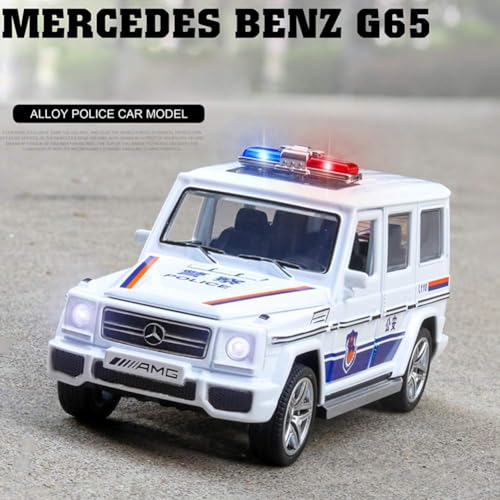 Image of 1:32 Scale Mercedes AMG G65 Police Model Diecast Metal Pullback Toy car with Openable Doors & Light, Music Boys car for Kids Best Toys Gifts Toys for Kids (RENDOM Color)
