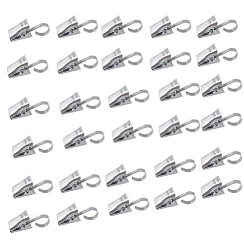S.D. Maket 100pcs Clips de Acero Inoxidable Ganchos Cortina Clips con Ganchos Clips para Colgar Clips Drapery Pinza Multiusos para decoración del hogar