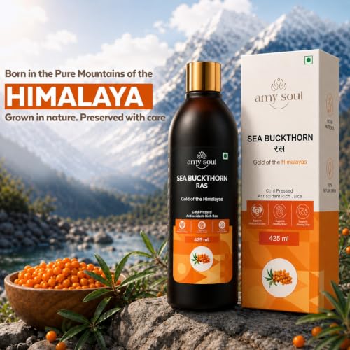Image of Sea Buckthorn Juice Pack of 3 (425ml Each) | Natural Wellness Drink with Vitamin C, Omega 3 6 7 9 & Antioxidants | Sea Buckthorn Ras for Immunity Support, Skin & Hair Wellness, Energy & Digestion | Dark Glass Bottle | No Added Sugar