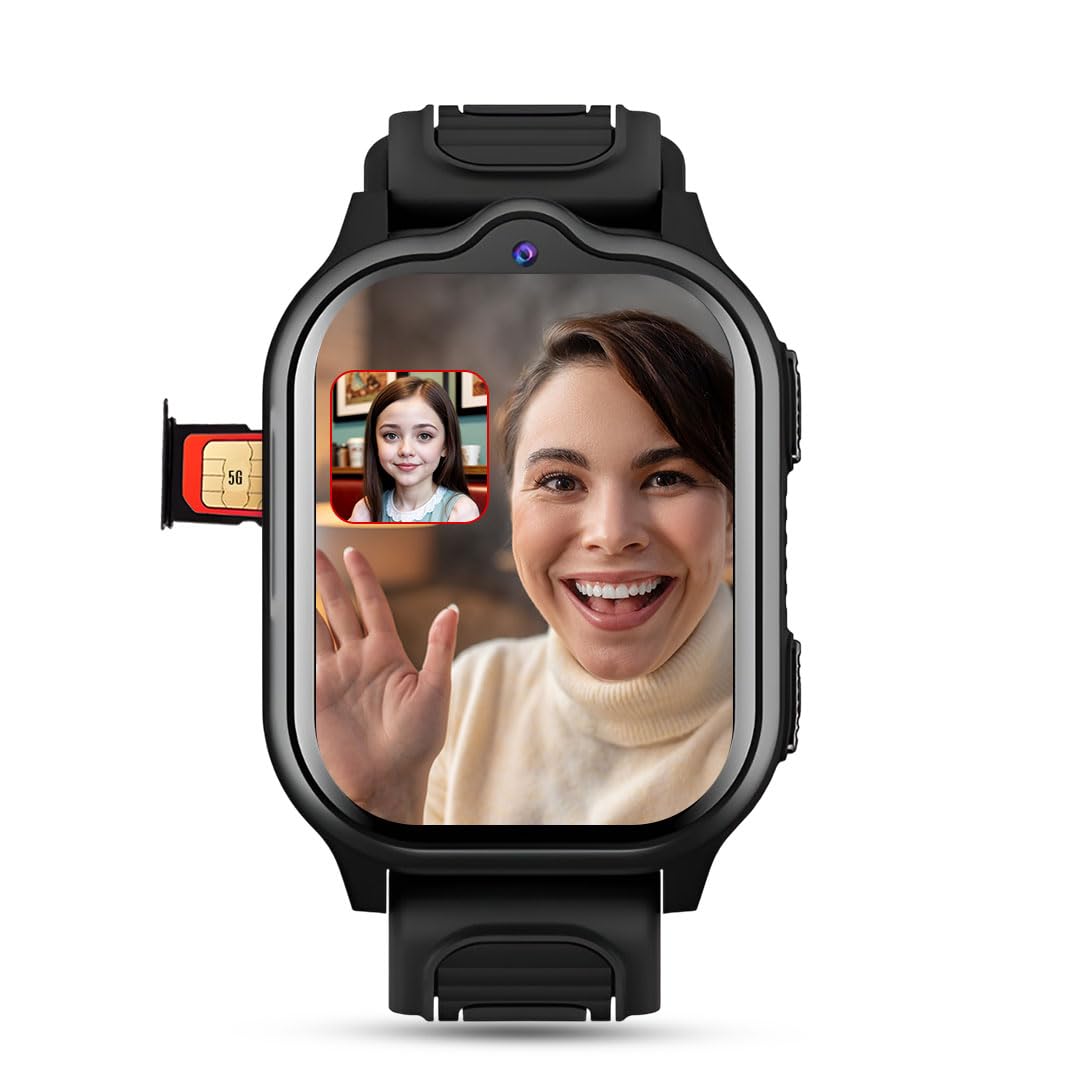 PunnkFunnk TrackNova 4G/5G Kids Smart Watch | HD Video Call | Live GPS Tracking | App Control | Safe Zone & SOS | Games | Family Chat | 800mAh Long Battery | FaceLock | Safety Watch for Kids - (Black)-image-42